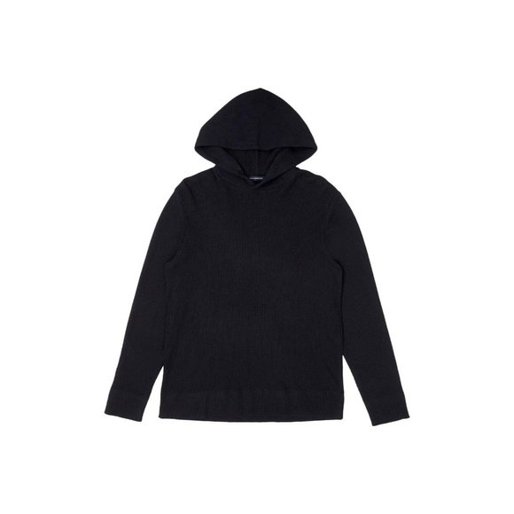 French Connection Men's Waffle Knit Cotton Hoodie in Black Size S MSRP $78 - Picture 1 of 1